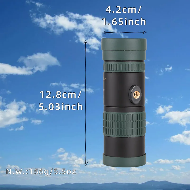 8-24x Zoom Monocular Telescope Stepless Zooming Long Range Bak4 Prism Telescope with Compass for Hunting Outdoor Camping Gifts