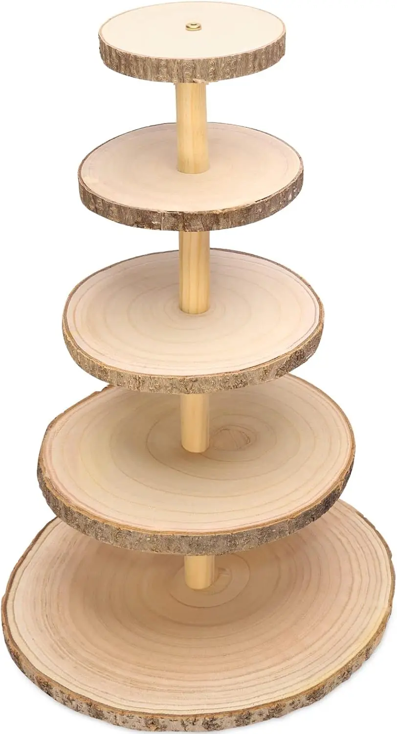 5 Tiered Wood Cupcake Stand, Rustic Wood Cake Stand, Wood Dessert Display Stand, Detachable Large