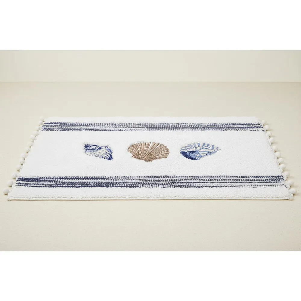 

Soft Cotton Bath Mat, Quick-Dry Absorbent Bath Rug, Ocean Inspired Home Decor for Modern Bathrooms (20x30 Inches)