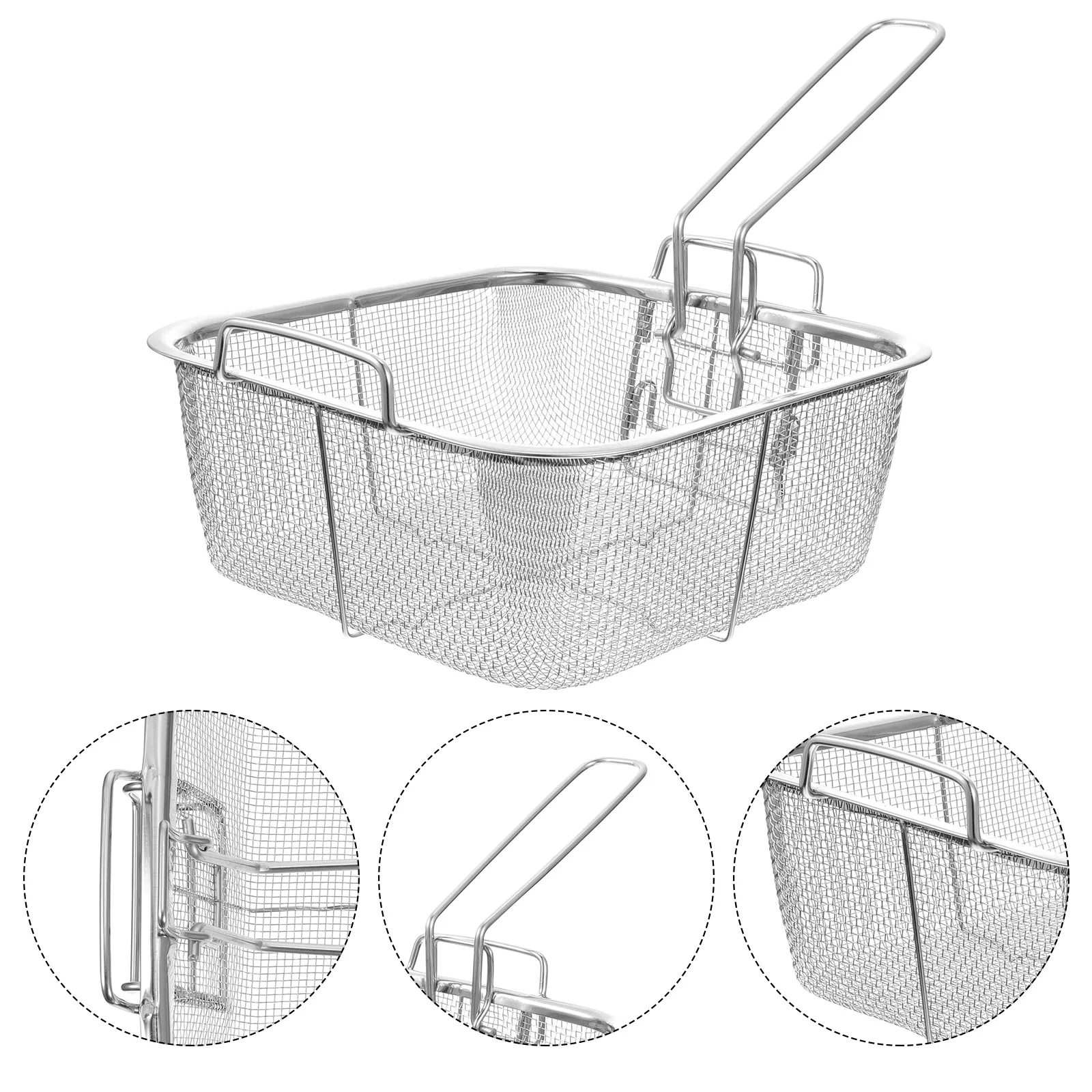 

Square Frying Basket Deep Fryer Replacement Strainer Fries Snack French Stainless Fish