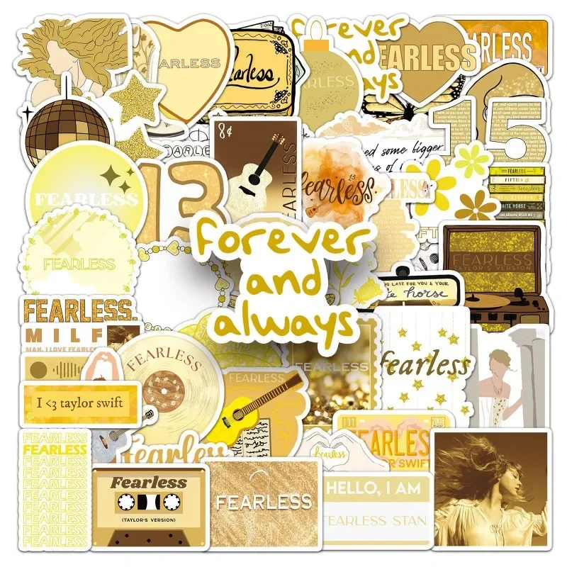 10/30/50Pcs Female Singer New Album FEARLESS Lyrics Stickers Decal Laptop Phone Guitar Skateboard Decorative Sticker Toys