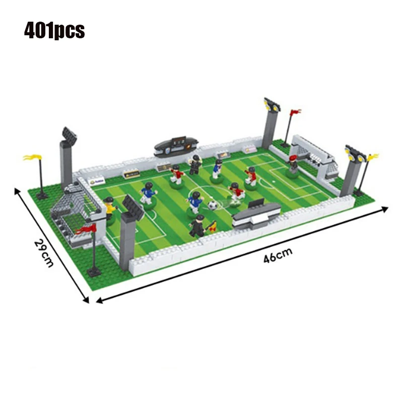 Soccer Football Field Stadium Worldwide Building Bricks Team Player Football Match Blocks Toys Winning Cups For Kid Gift