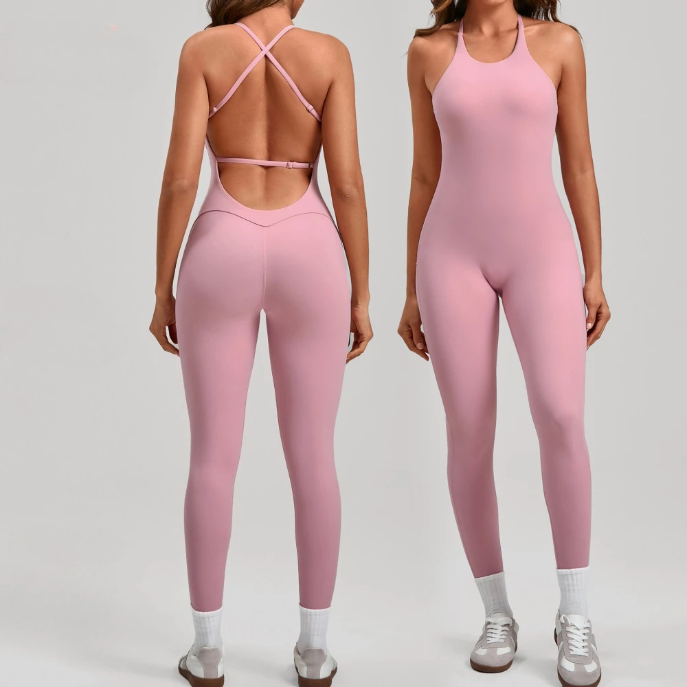 

Женский спортивный комбинезон без рукавов с вырезом на шее и открытой спиной для йоги, тренировок и фитнеса