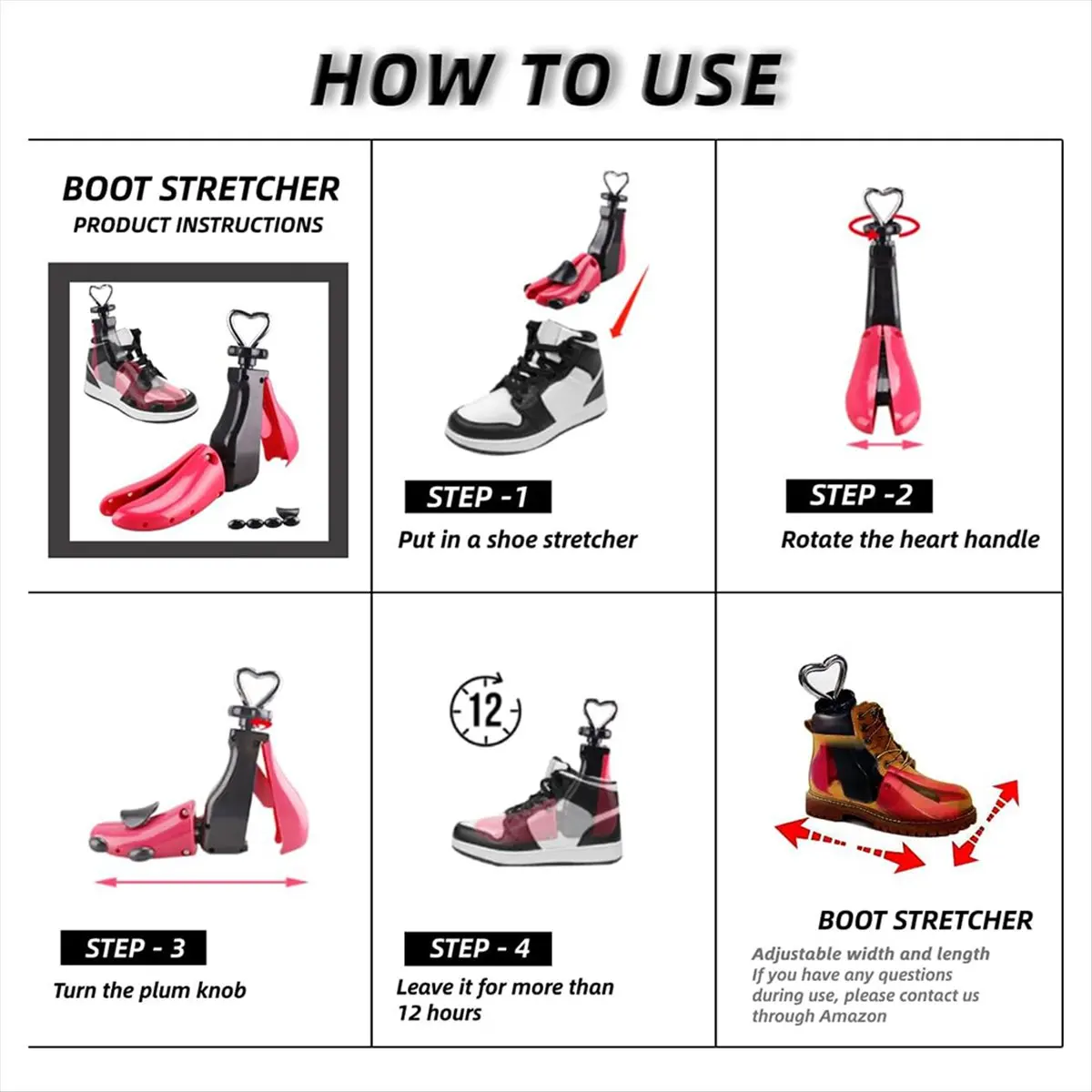 Shoe Stretcher Women, Boot Stretcher Wide Feet, 4 Way Adjustable Shoe Stretcher.(for Women Size 7-12,Men'S 6-11)-A63M view 5