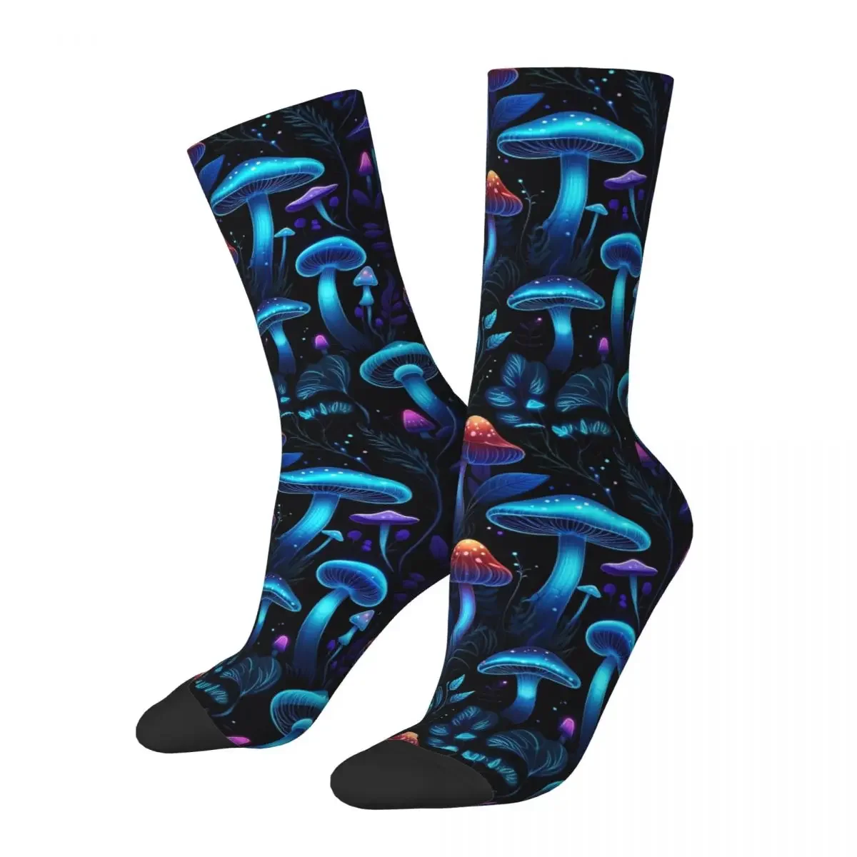 

Neon Glowing Mushrooms In A Mystical Forest Socks Harajuku Stockings All Season Long Socks for Man's Woman's Birthday Present