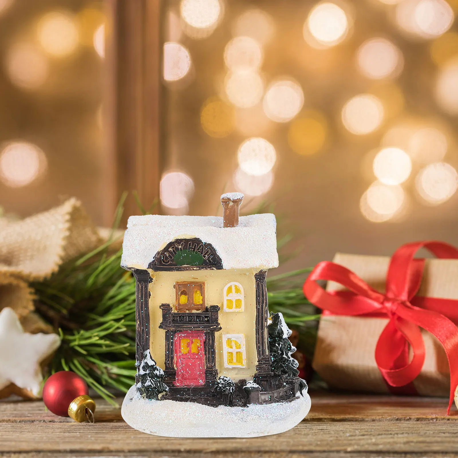 

Resin Light House Christmas Decor Miniature L Accessory Xmas Glowing House nament Home Decor Christmas Gift Winter Holiday