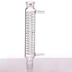 SYNTHWARE Snake type condenser, Joint 14/20, Effective length: 100mm/120mm/200mm, φ 8mm small nozzle, Borosilicate glass, C12