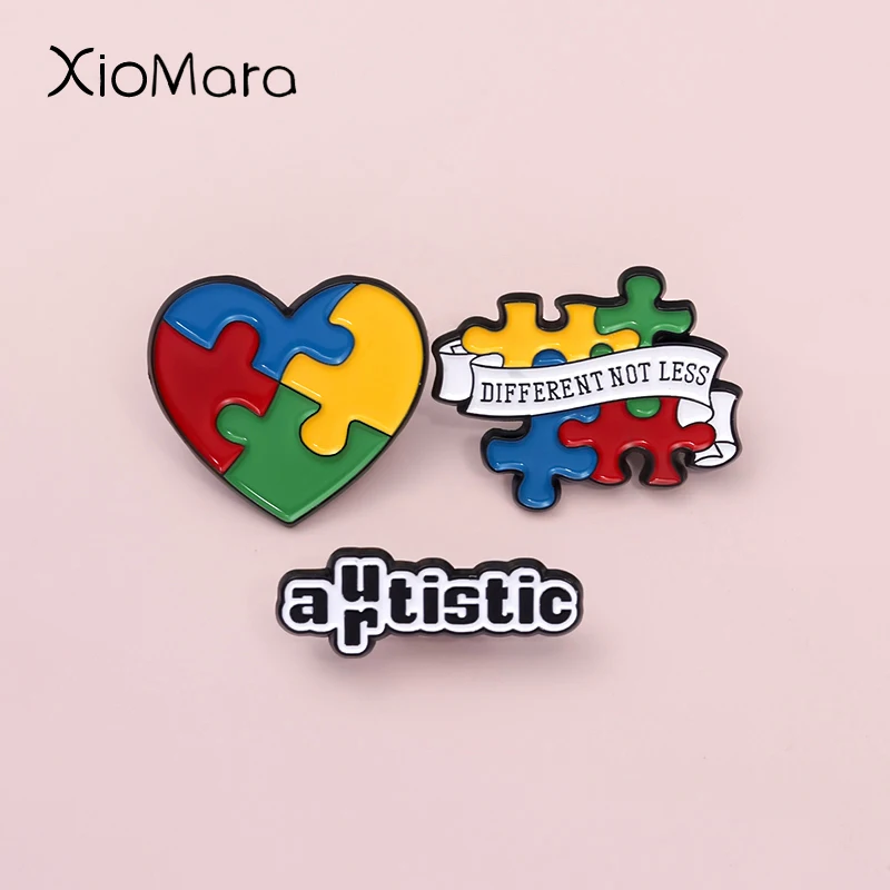 Different Not Less Autism Enamel Pin Social Mental Psychological Disorders Brooches Lapel Badge Jewelry Gift For Friends