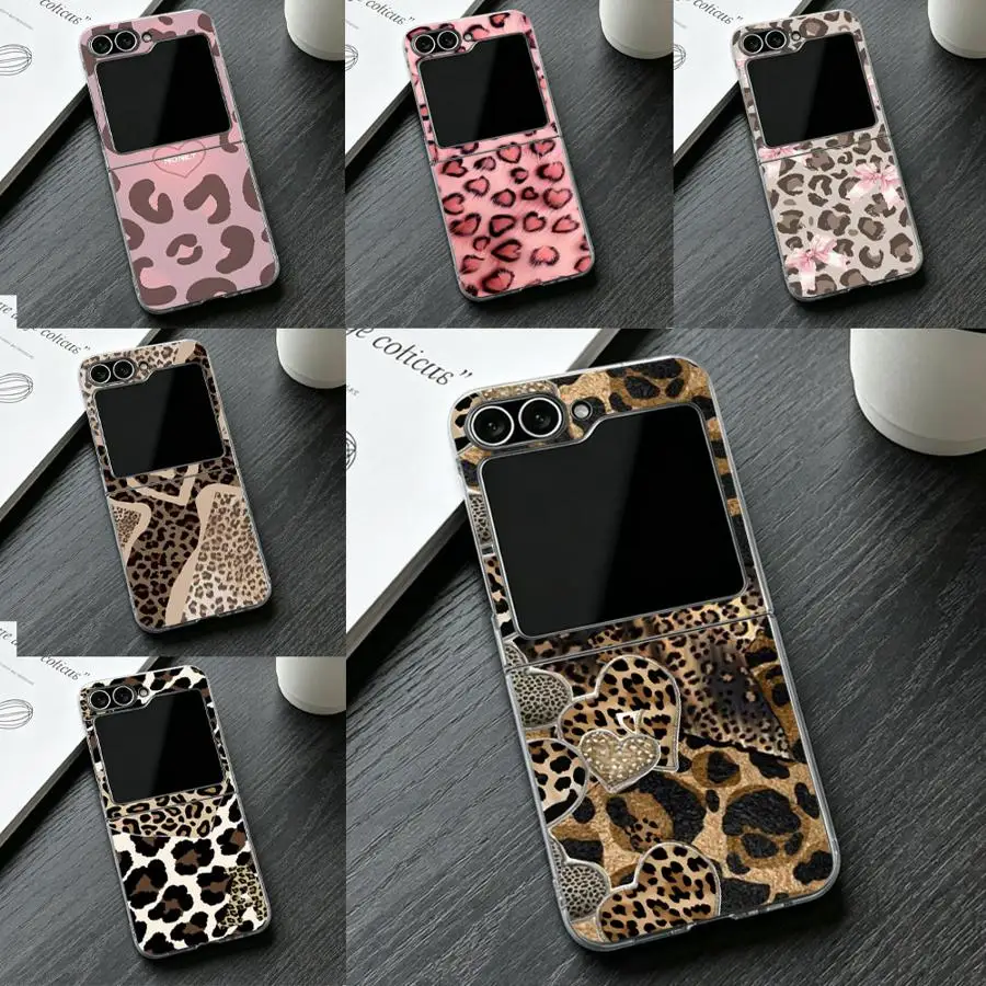 Cool Grey Leopard Bow Case for Samsung Galaxy Z Flip 7 ZFlip6 ZFlip3 Z Flip 6 5 4 3 ZFlip4 ZFlip7 FE ZFlip5 Transparent Soft