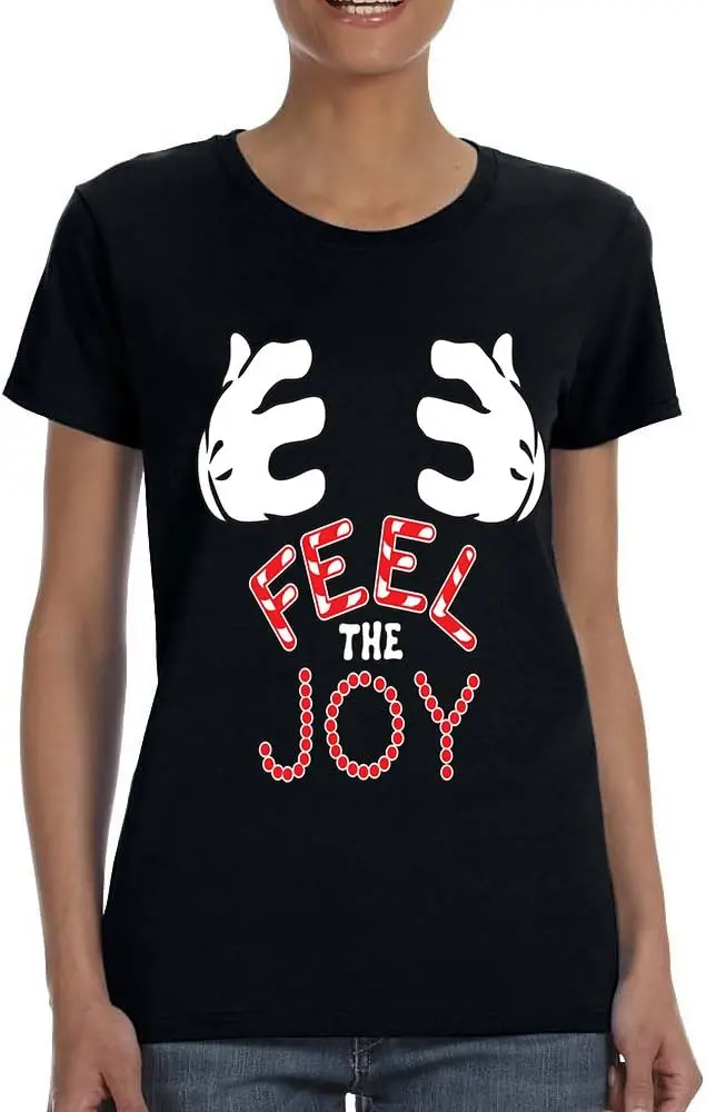 ALLNTRENDS Women's T Shirt Feel The Joy Cute Christmas Shirt