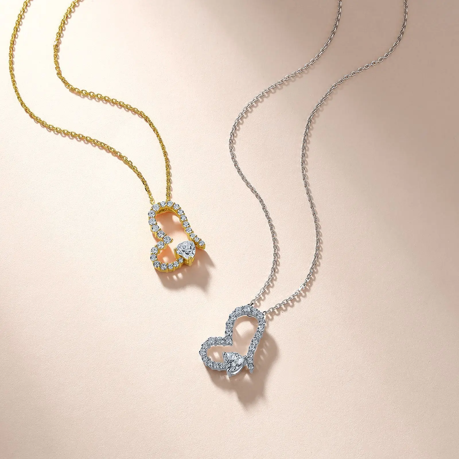 S925 Silver-plated 18K Gold Heart-shaped Moissanite Necklace 1.1ct Light Luxury Style