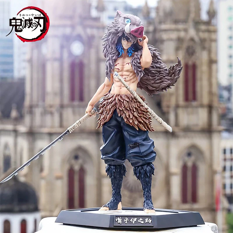 30cm New Anime Demon Slayer Hashibira Inosuke Figure Pvc Model Toys Doll Decoration Collectible Christmas Surprise Gifts