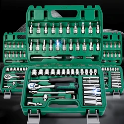 AIRAJ 53pcs Socket Set Car Repair Tool Ratchet Spanner Wrench Set with Bit Socket Metric And Extension Bar Auto Car Metalworking