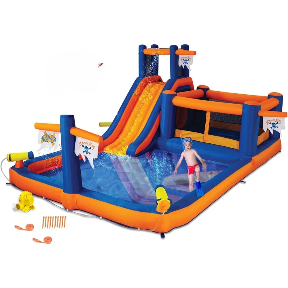 

20x12 Huge Wet/Dry Bounce House Water Park, Blower - Slide - Climbing Wall, Tunnel, Cannons, Bounce House Water Park