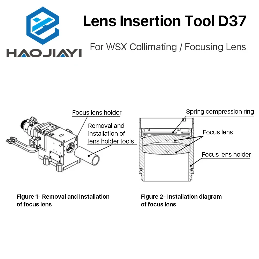 Laser Head Len Insertion Tool, Focando e Colimando Lentes, Instalação Tool for WSX D37 Series
