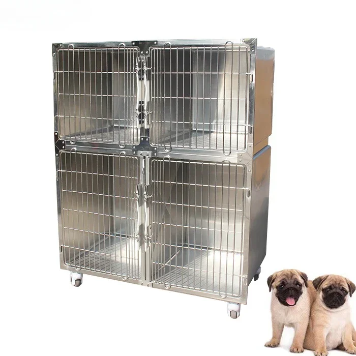 

Whole 304 Stainless Steel Kennel Pet Dog Cages Veterinary Cages Stainless Steel Modular Crates Cat Dog Cage with 4 Wheels