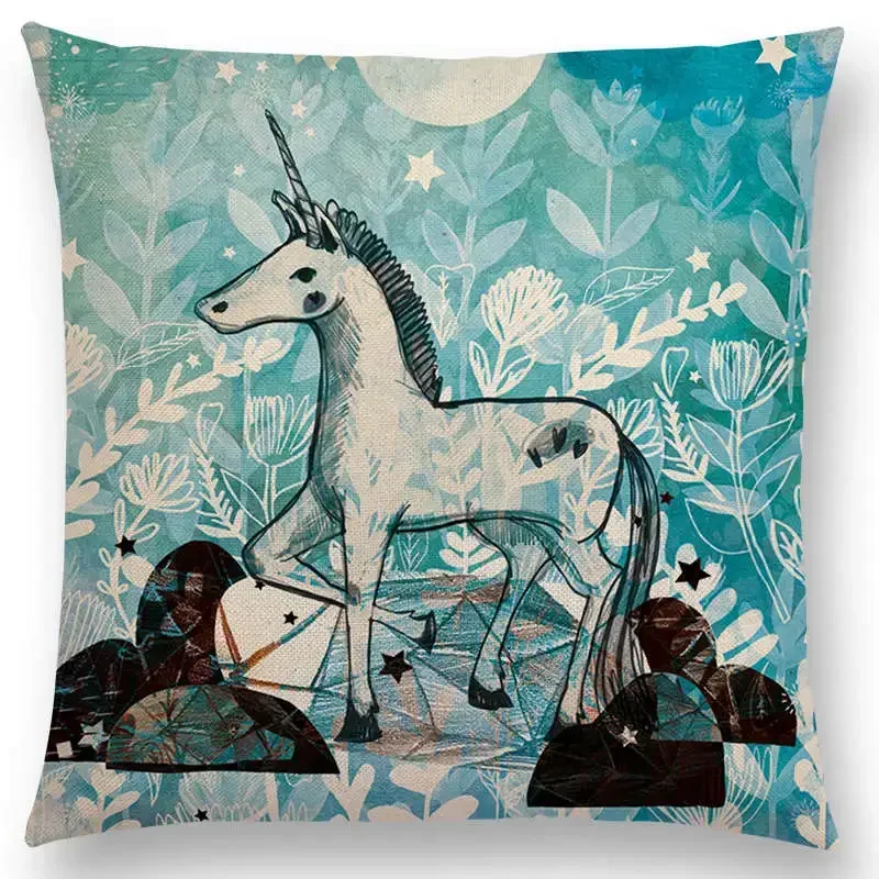 Floral Fantasy Fairy Tale Wonder World Cushion Cover Dreamscape Animals Deer Bird Fox Unicorn Owl Flowers Sofa Throw Pillow Case