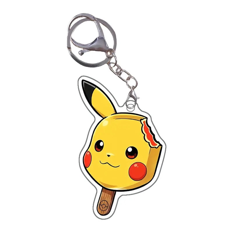 Auto-feito pokemon charmander qikachu squirtle eevee gengar transformando em sorvete bonito dos desenhos animados anime chaveiro saco pingente