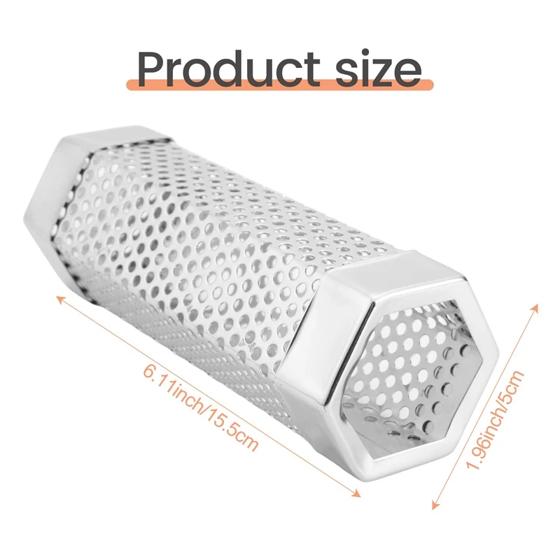 Aço inoxidável Pellet Smoker Tube, Acessório de Churrasco para Grelhadores a Carvão, Grill, 6 ", 2 Pcs