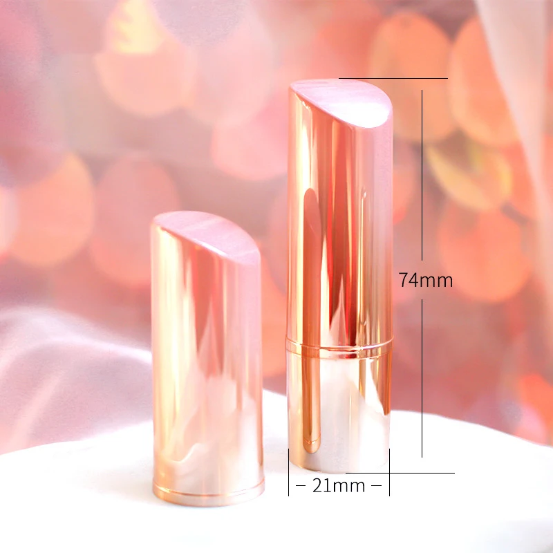 1pcs Slant Cap Lipstick Tube Peach Pink Gold Gradient Lipsticks Tubes Empty Tubing Packaging Beauty Makeup Tools