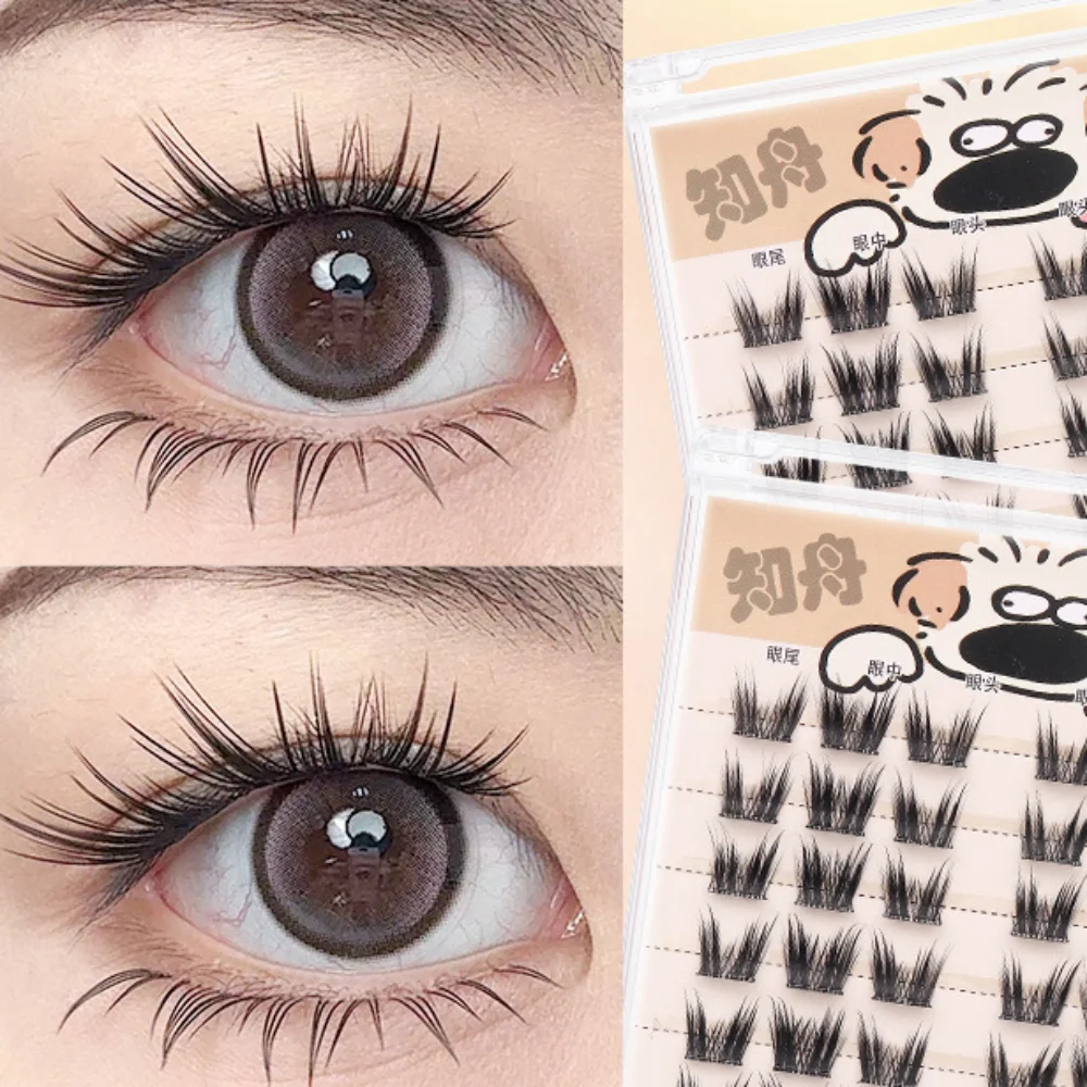 Flauschige DIY selbstklebende Wimperncluster Wispy wiederverwendbare selbstklebende falsche Wimpern Make-up-Verlängerung Kleberfrei gefälschte Wimpern Lady