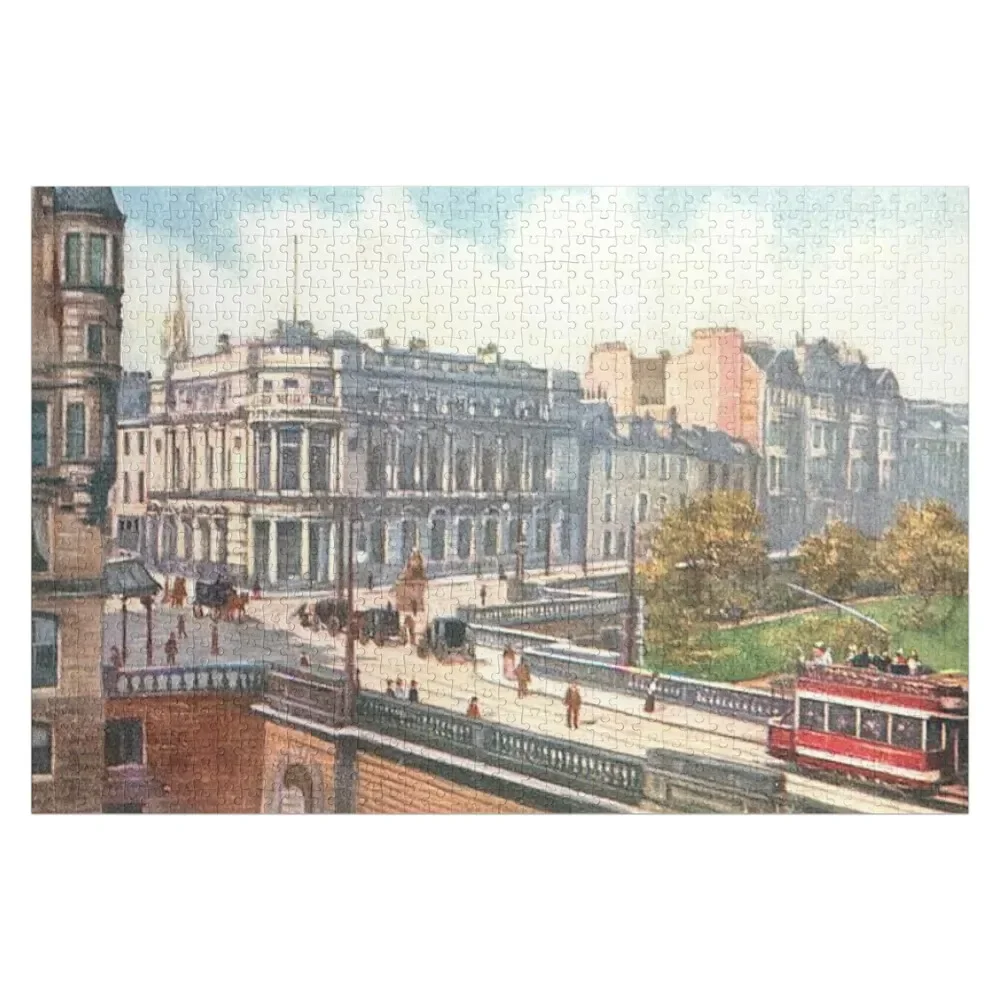 

Vintage Illustration of Union Terrace & Bridge, Aberdeen Jigsaw Puzzle Anime Custom Jigsaw Puzzle