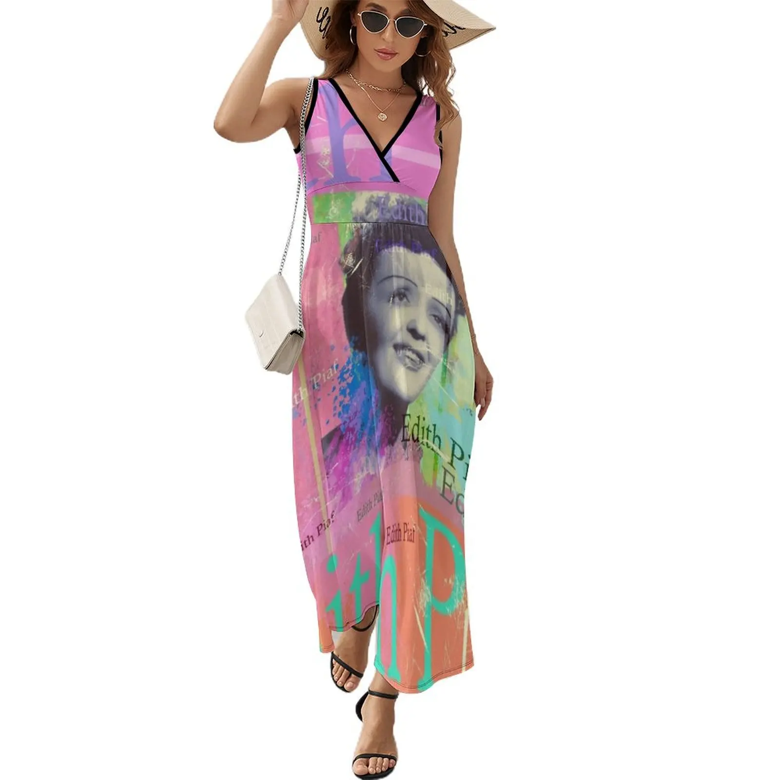 

aesthetic Edith Piaf portrait, chanson singer Sleeveless Dress dress for women dresses for woman 2024