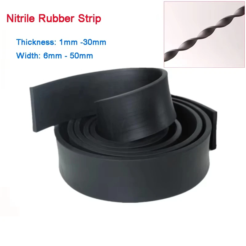 1M 5M Black Solid NBR Nitrile Rubber Flat Strip Oil Resistant Seal for Marine 1x10mm 1x15mm 2x10mm 30x30mm Gasket