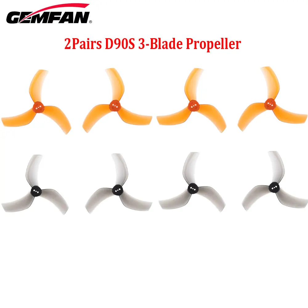 

2 пары Gemfan D90S 90 мм 3-лопастной 3,5-дюймовый пропеллер с 3 отверстиями 1,5 мм ПК более высокая эффективность для гоночного дрона RC Freestyle Cinehoop
