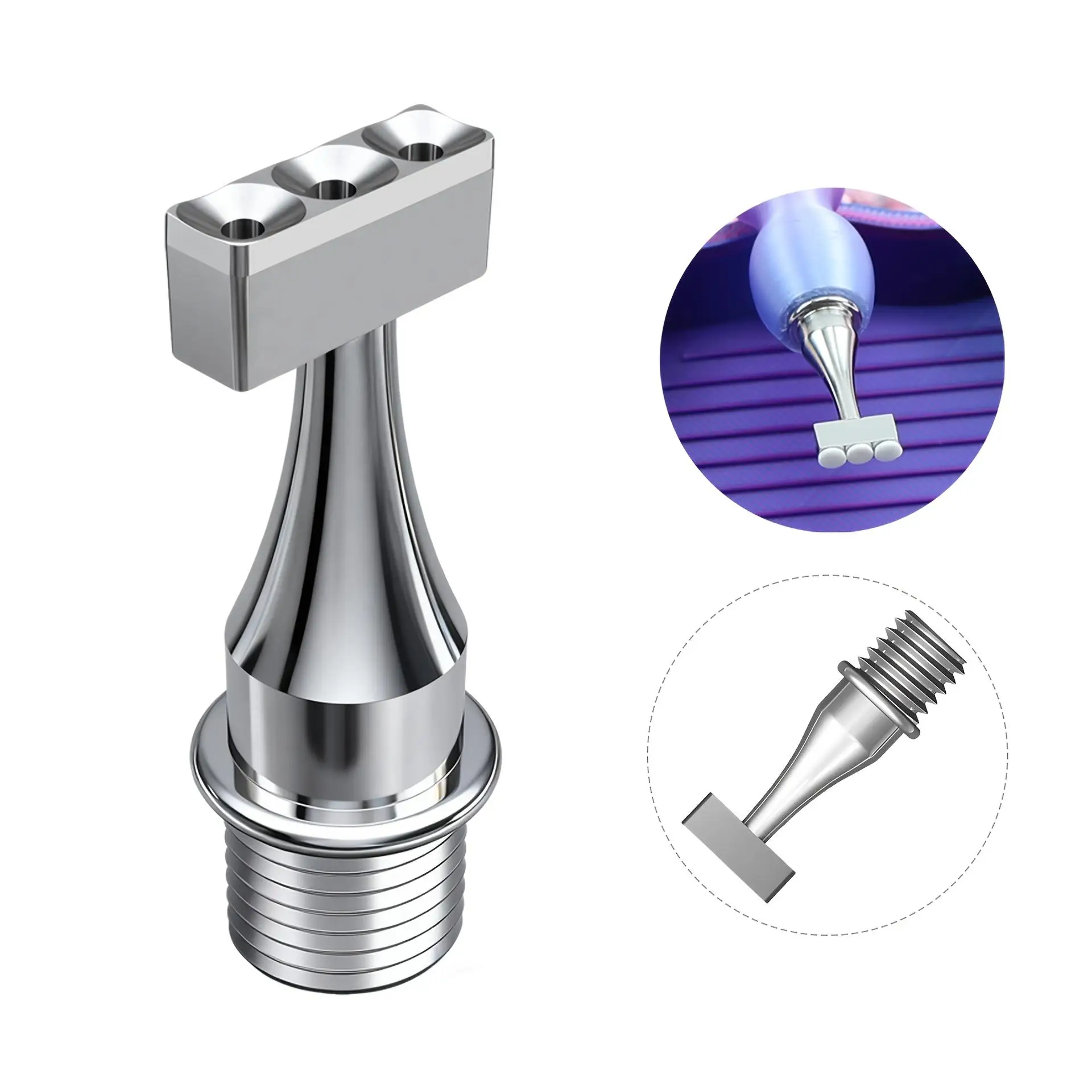 Einzeln erhältlich/Modelloptionen verfügbar, Edelstahl-Schraubverschluss Multifunktionaler Vakuum-Diamantmalstift-Ersatzkopf-Set, Hohle Ersatz-Diamantmalstiftköpfe (1/2/3/4/5/6/Gebogene Spitze) – Detail 7