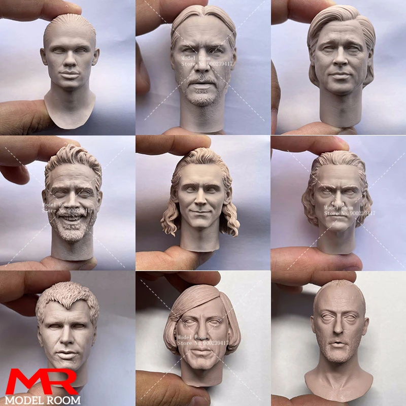 Unpainted 1/6 Brad Pitt Joaquin Keanu Reeves Harrison Ford Jeffrey Dean Morgan Jean Reno Head Sculpt Fit 12'' Male Action Figure