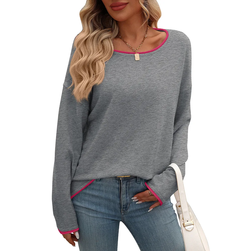 

New Clothing Women Round Neck Jump Color Core Yarn Long-sleeved Sweater for Women's Versatile Casual and Elegant Loose Pullover