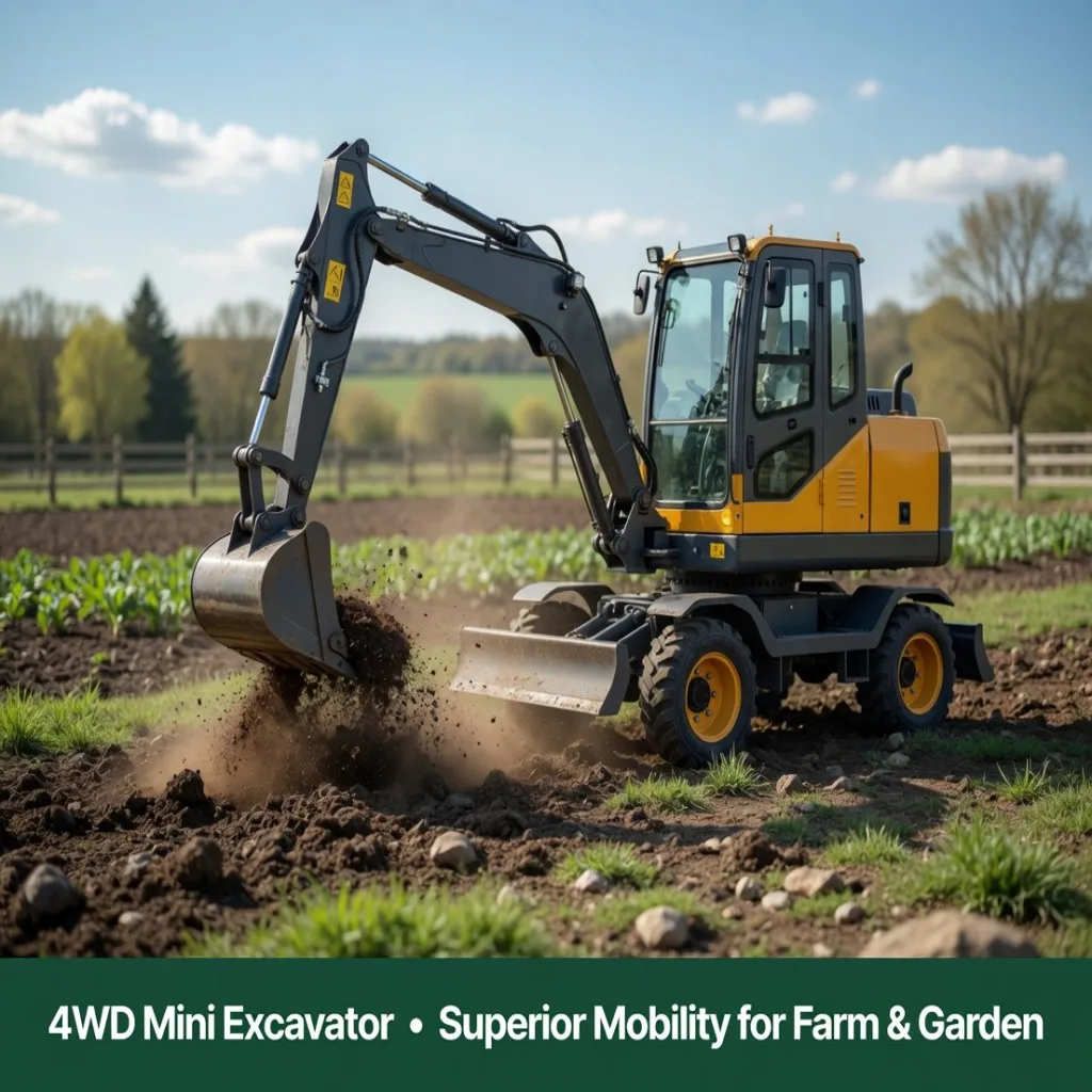 

4WD Mini Wheeled Excavator Yanmar Engine Hydraulic Drive CE Certified For Farm Garden Construction Site