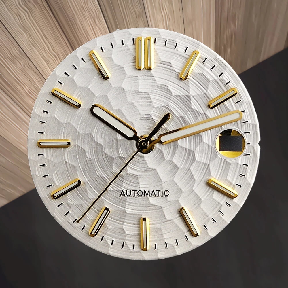 

28.5mm NH35 dial S logo dial, gold/blue/green geometric pattern, suitable for NH35 automatic movement watch accessories,