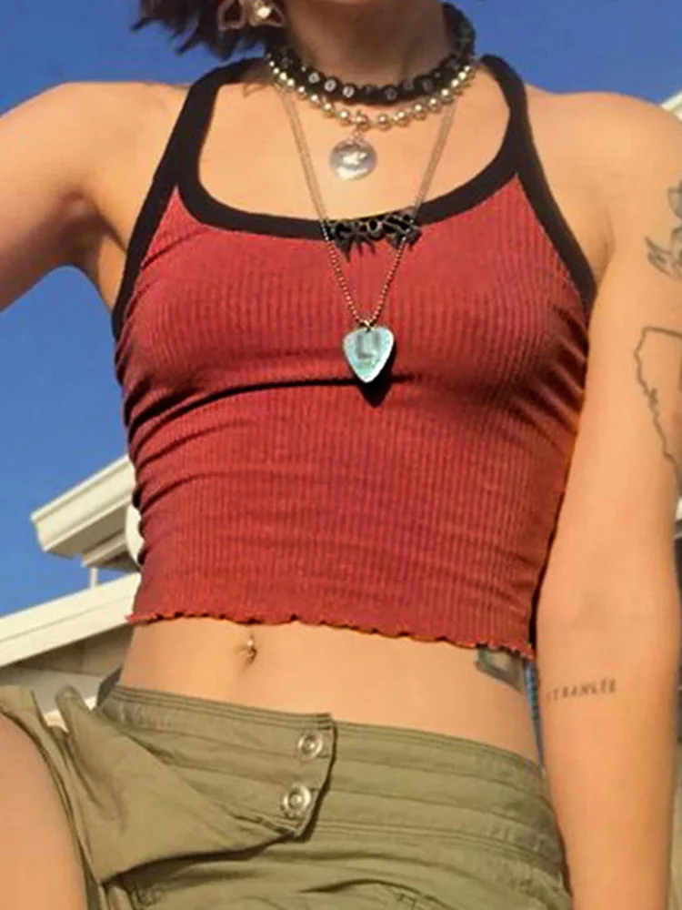 Women's Contrast Color Tank Top, Casual Fitness Clothing, Off Shoulder, Strapless Crop Top, Summer Camisole, New Fashion