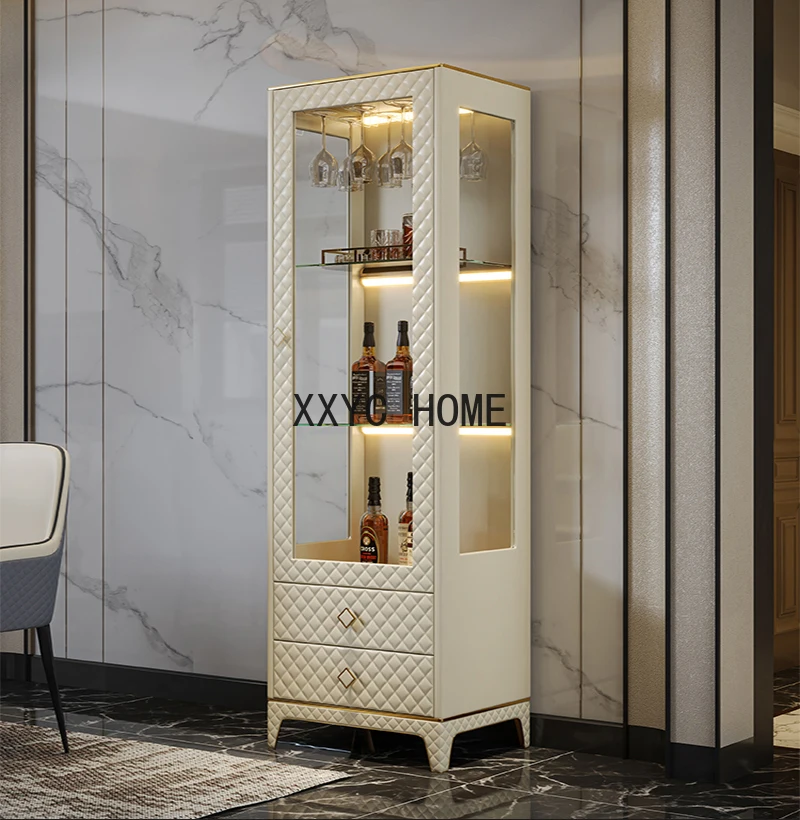 

Light Luxury Glass Wine Style Sideboard Cabinet Porch Bookcase Storage Cabinet Combination Post-Modern