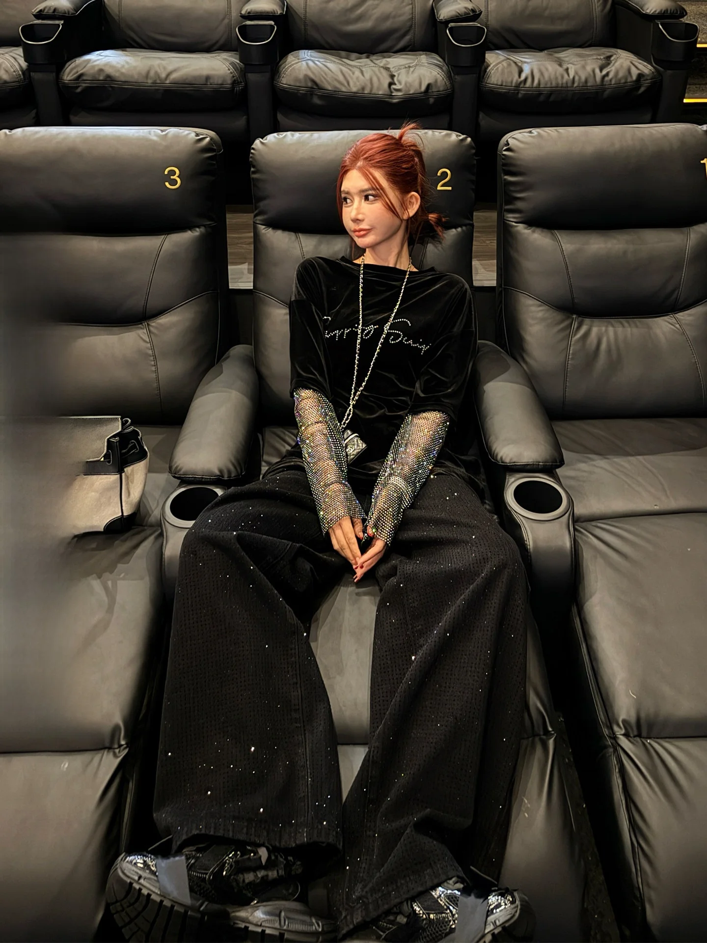 

Джинсы женские прямого кроя, удлиненные, свободного покроя, с эффектом похудения, с обильной отделкой пайетками, из драпированного хлопкового денима, повседневные