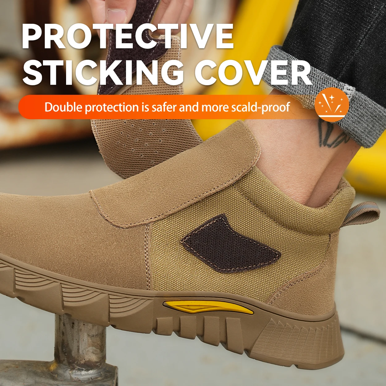 Langlebige Herren-Sicherheitsschuhe, modische Herren-Arbeitsstiefel, durchtrittsichere, stoßfeste, bequeme Fabrik- und Outdoor-Schuhe für Herren – Detail 8