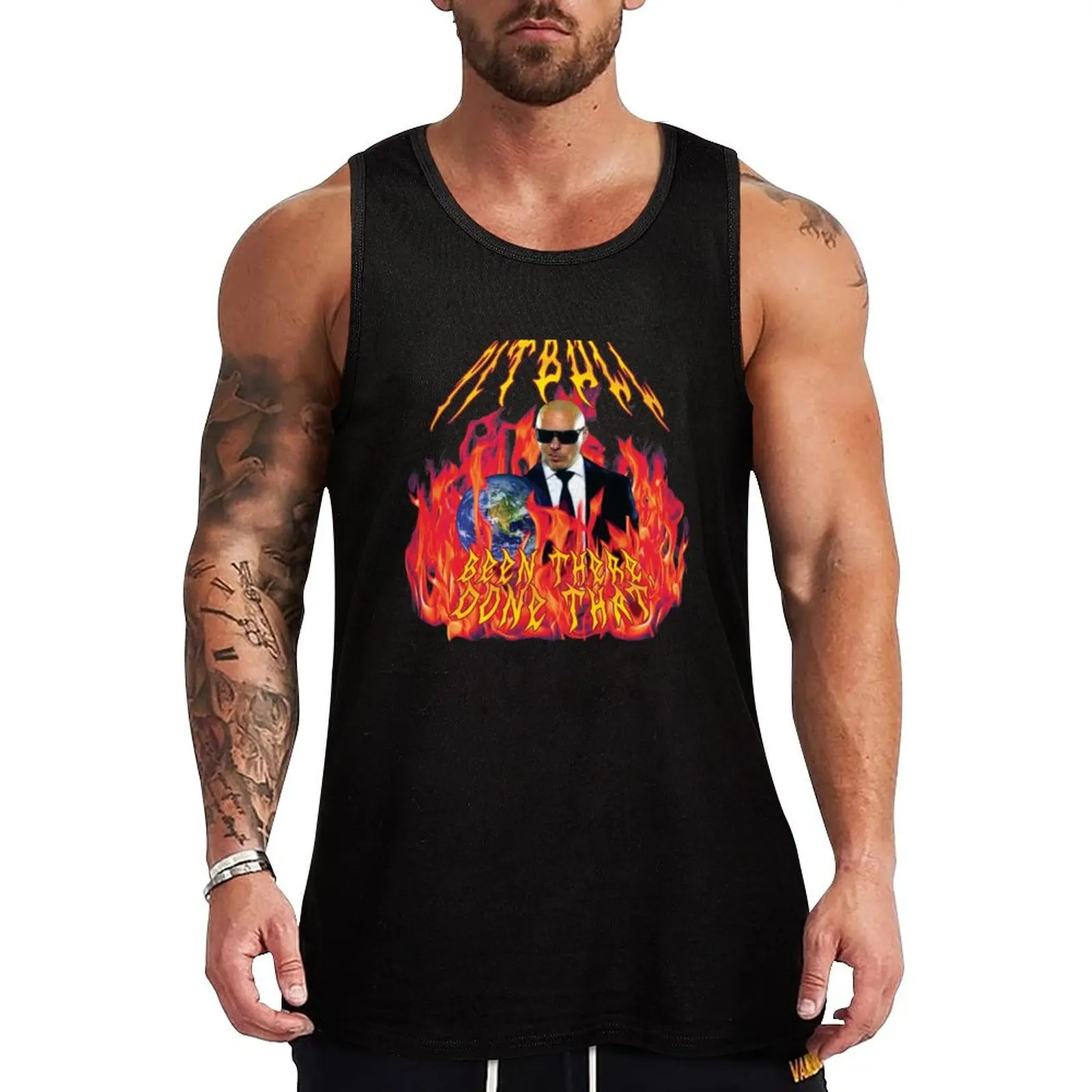 heavy metal pitbull with flames Tank Top cool things summer