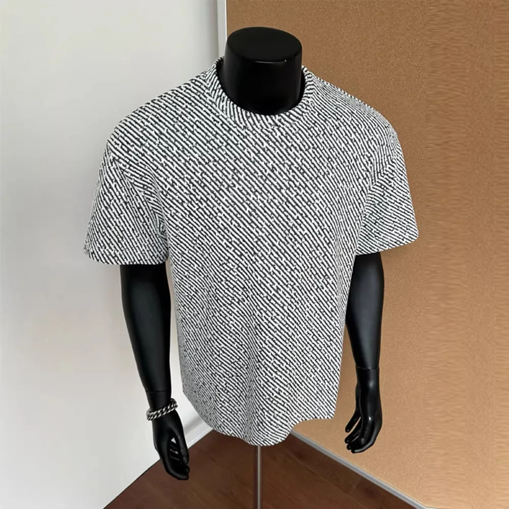 Short-sleeved Men's Summer High-end Heavy-duty T-shirt Design Front Shoulder Half-sleeve