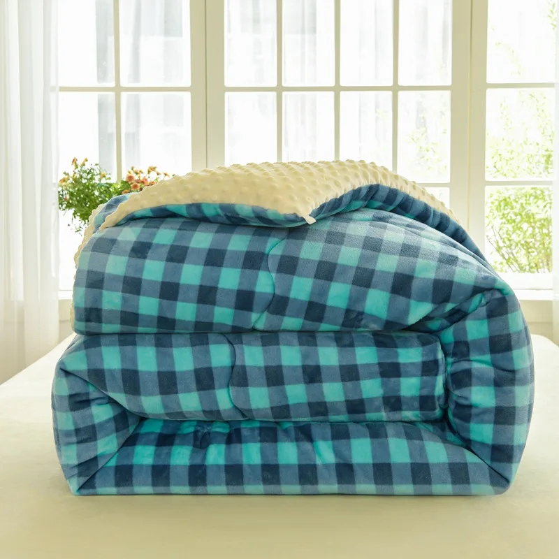 Milk fleece printing warm winter quilt household winter thickened quilt single quilt core plaid printing