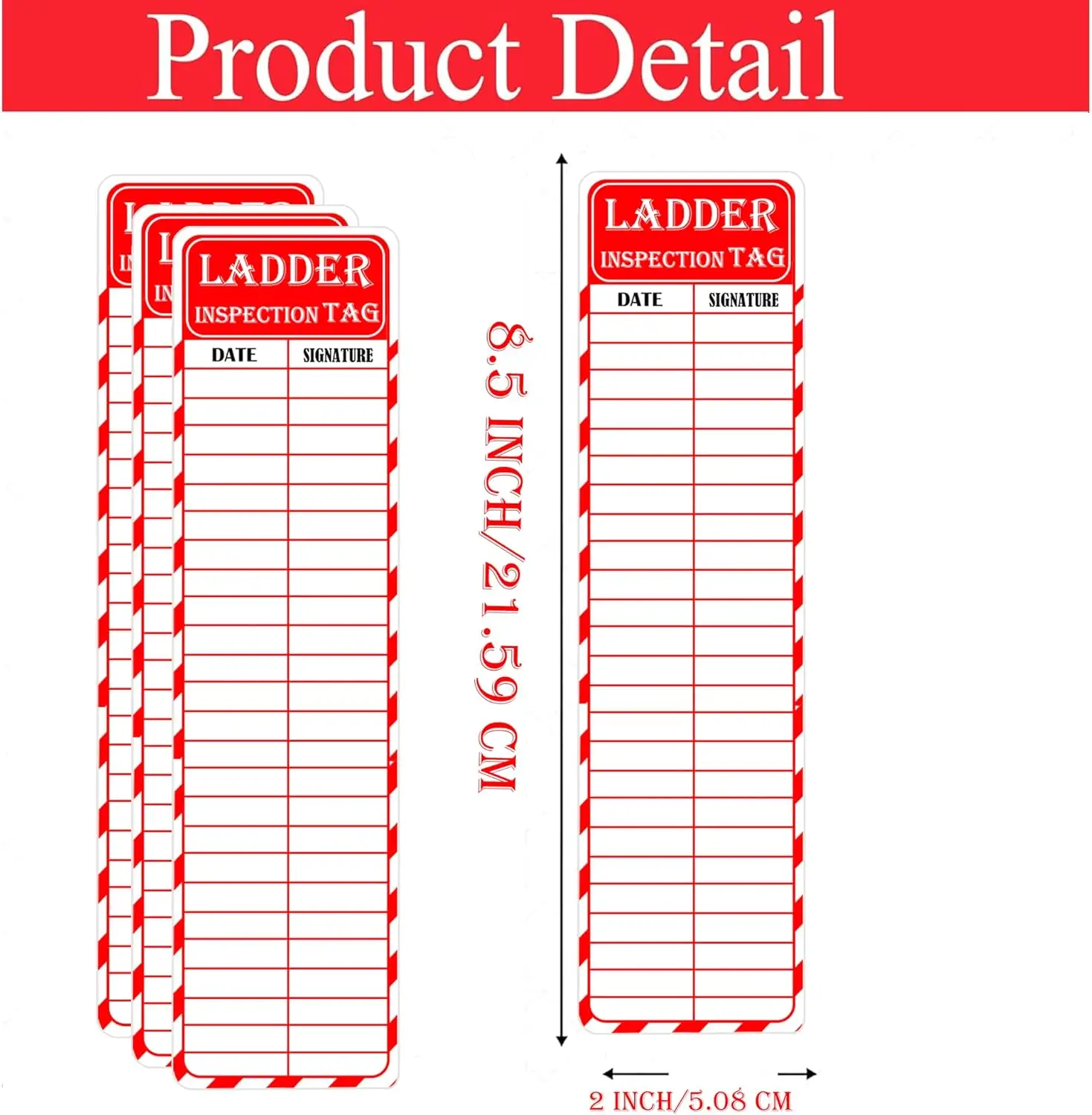 Ladder Inspection Stickers 120 Pcs Self Adhesive Safety Maintenance Labels Safety Inspection Tags Stickers Red Safetys