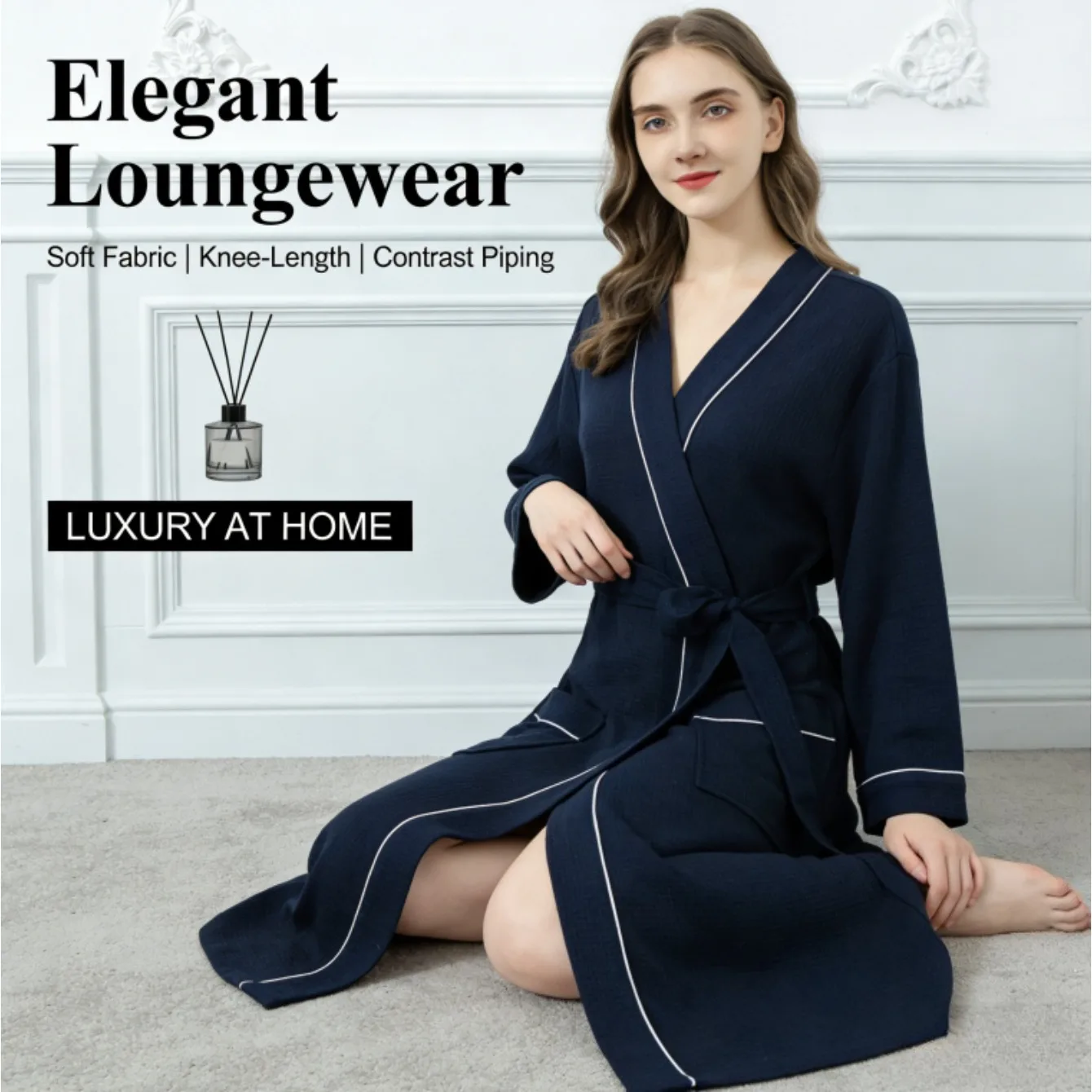 

Spring - Autumn Couples Thin Robe Long - Style Absorbent Nightgown Loose Fit Good Choice for Home Leisure