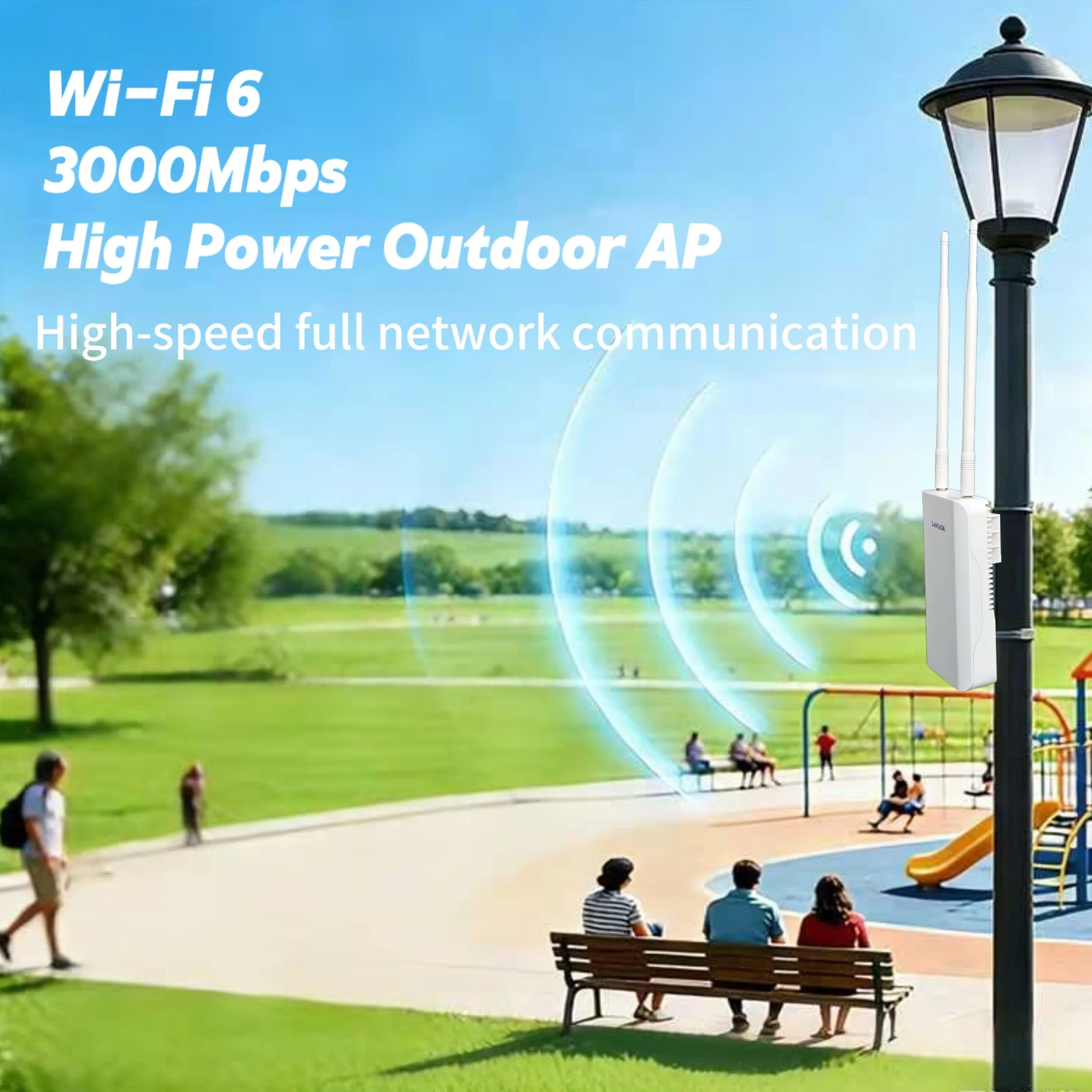 

LANJADA WiFi6 AX3000 Wireless Gigabit Outdoor Access Point | Seamless Roaming | WPA3-PSK Security | PoE Injector included