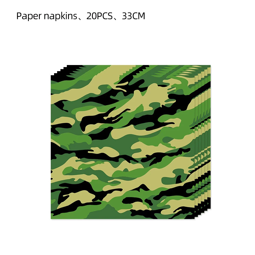 20pcs/lot Baby Shower Kids Birthday Party Supplies Disposable Tableware Camouflage Theme Print Dinner Napkins Decoration Tissue