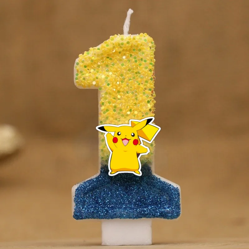 Pikachu Kaars Taart Anime Figuur Pikachu Nummer 0-9 Verjaardagstaart Kaars Kids Baby Douche Taart Topper Decoratie Benodigdheden
