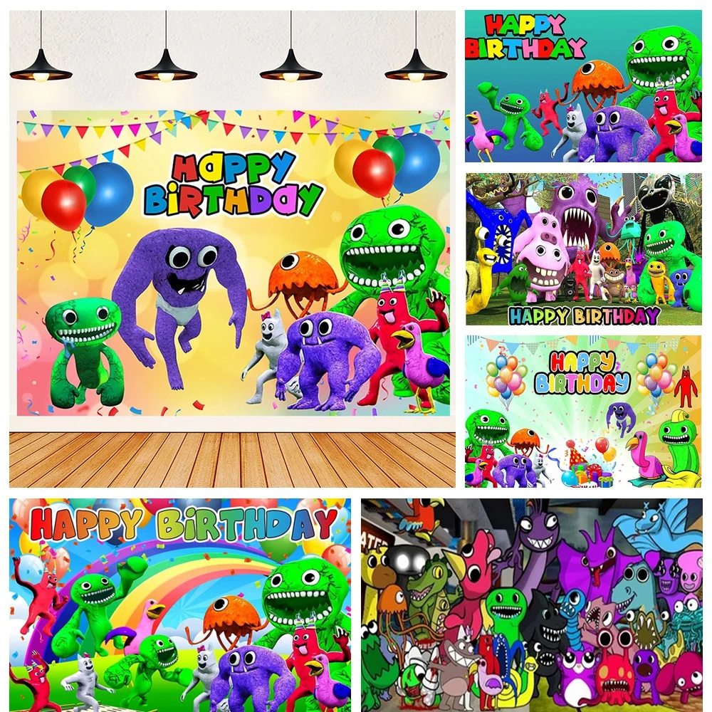 

Gardened of Banbans Birthday Party Decorations Backdrop Banner for Baby Shower Photography Background Kids Children Theme Props