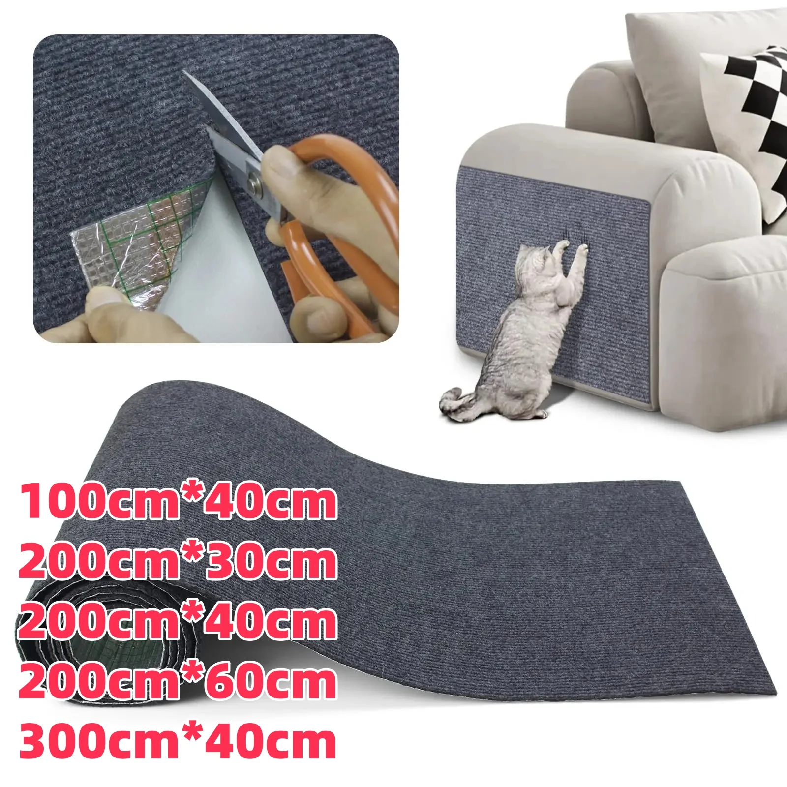 Protetor de Sofá Autoadesivo Anti-Arranhões para Gatos 100/200/300cm, Almofada DIY para Arranhões de Gatos, Proteção para Patas, Tapete Recortável, Tábua para Arranhões de Gatos