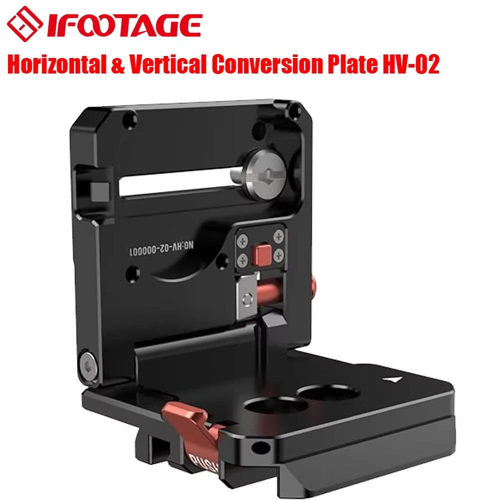 IFOOTAGE HV-02 Horizontal and Vertical Conversion Board, L-Shaped Universal Folding Quick Release Board, Tripod Head Accessories