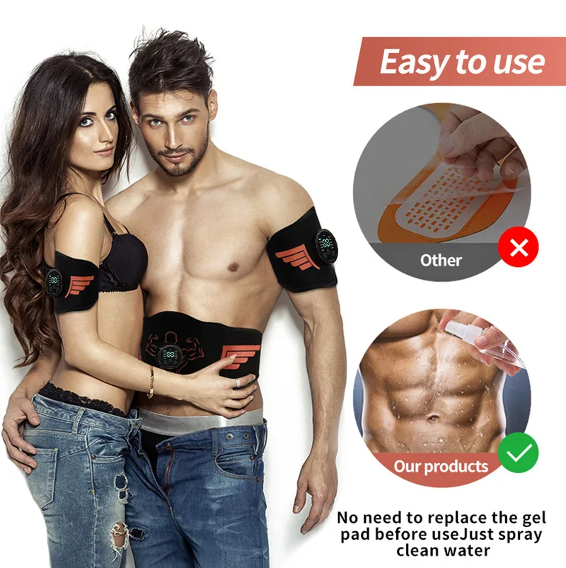 O estimulador do músculo do Ems, instrutor abdominal, correia da massagem, toner do músculo do Abs, corpo, magro, barriga, braço, peso perde, treinamento da aptidão